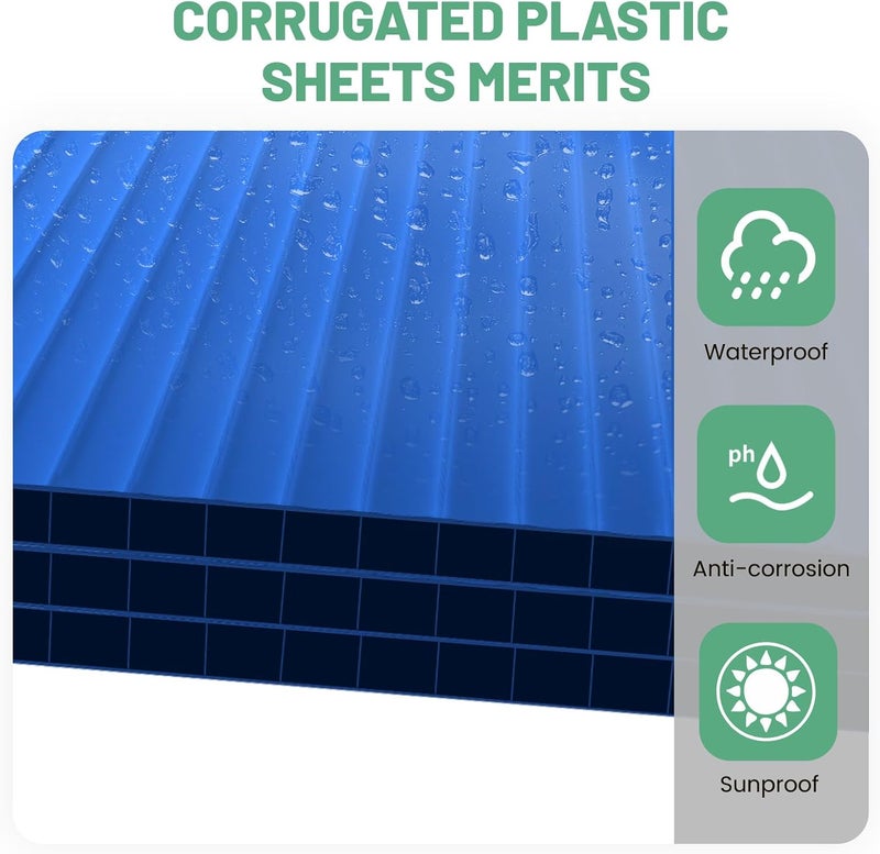 SCZS Corrugated Plastic Sheet for Indoor and Outdoor Use - 4 Mm Thick Poster Board, 24x36 Inches - Pack of 3 Blue Plastic Board Sheets - Waterproof Coroplast Sheets and Lightweight Blank - Image 2